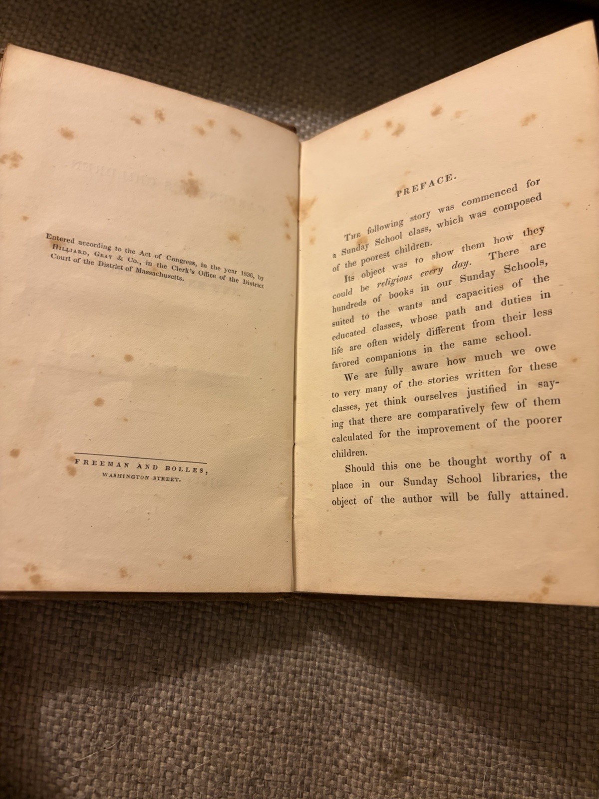 The Carpenter’s Children, Anonymous 1836 First Edition Book EUC* Boston