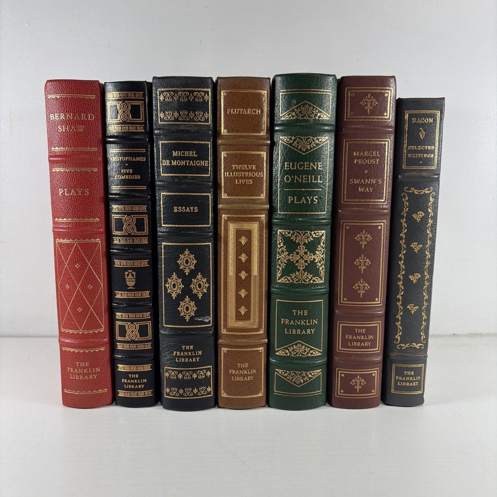 Franklin Library Lot of 7 Hardcover Staging Decorative Leather Bound Books