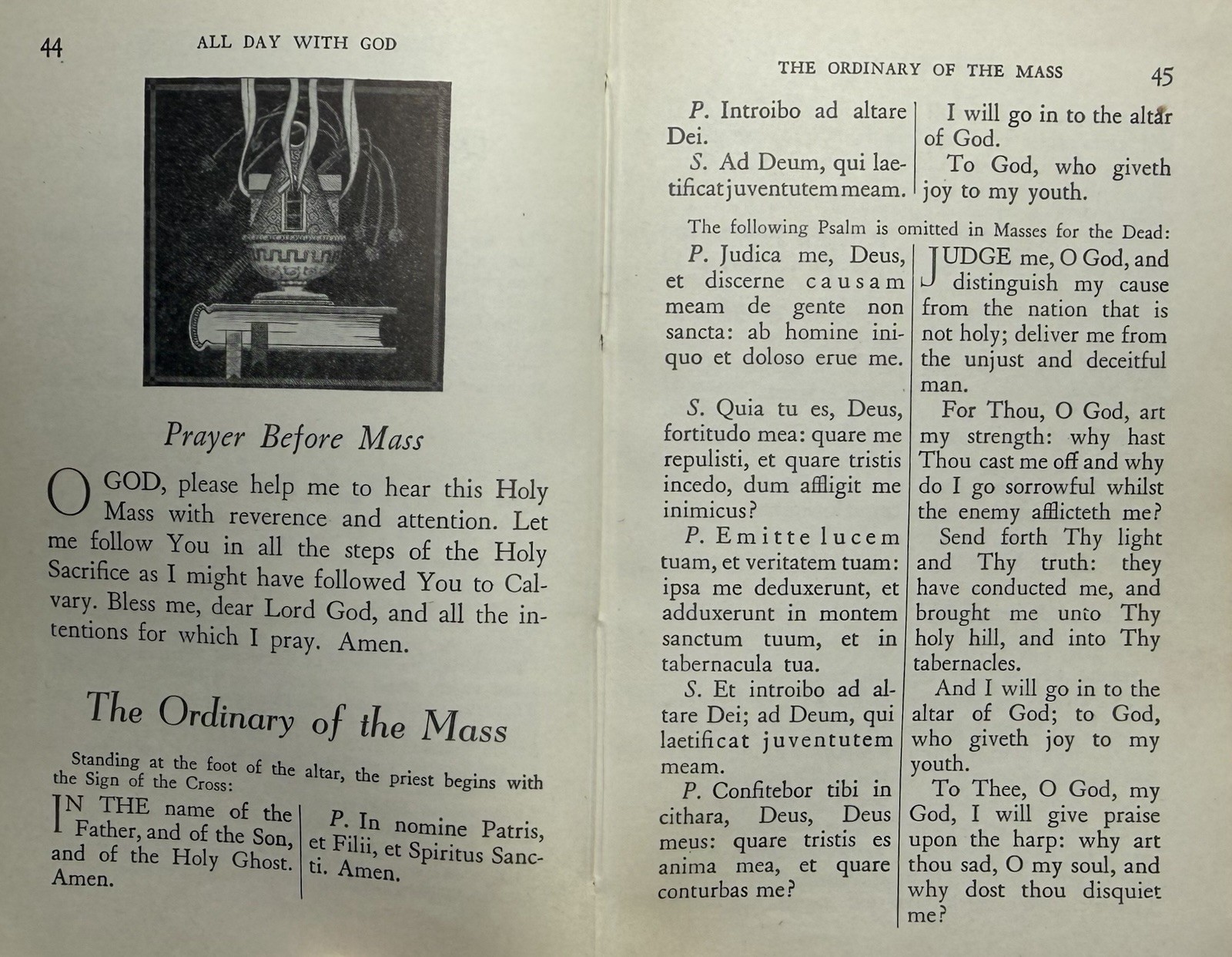 All Day With God, Vintage 1939 Holy Devotional Prayer Book.