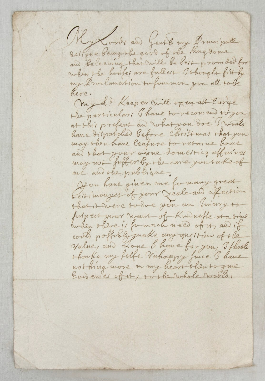1670 KING Charles II manuscript speech – see video – rare contemporary copy