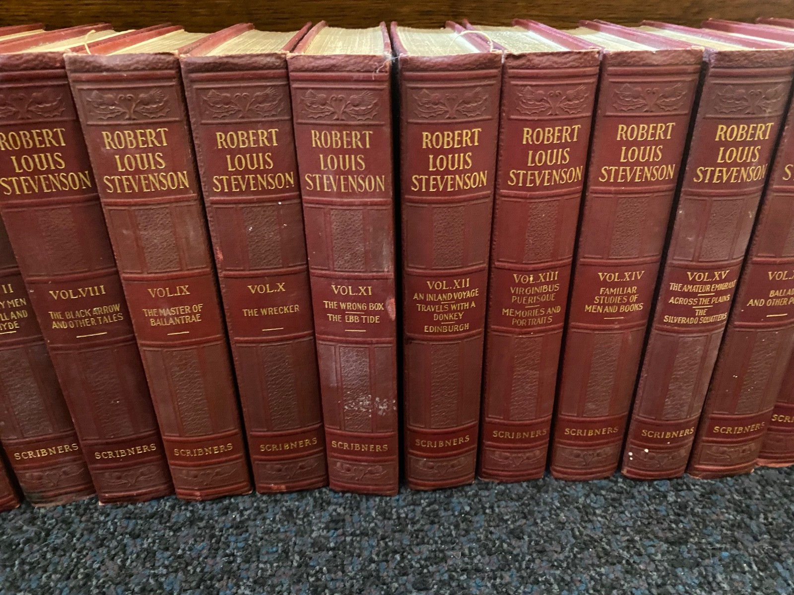 Robert Louis Stevenson Set Of 23 volumes Scribner’s 1924 Antique Embossed HC