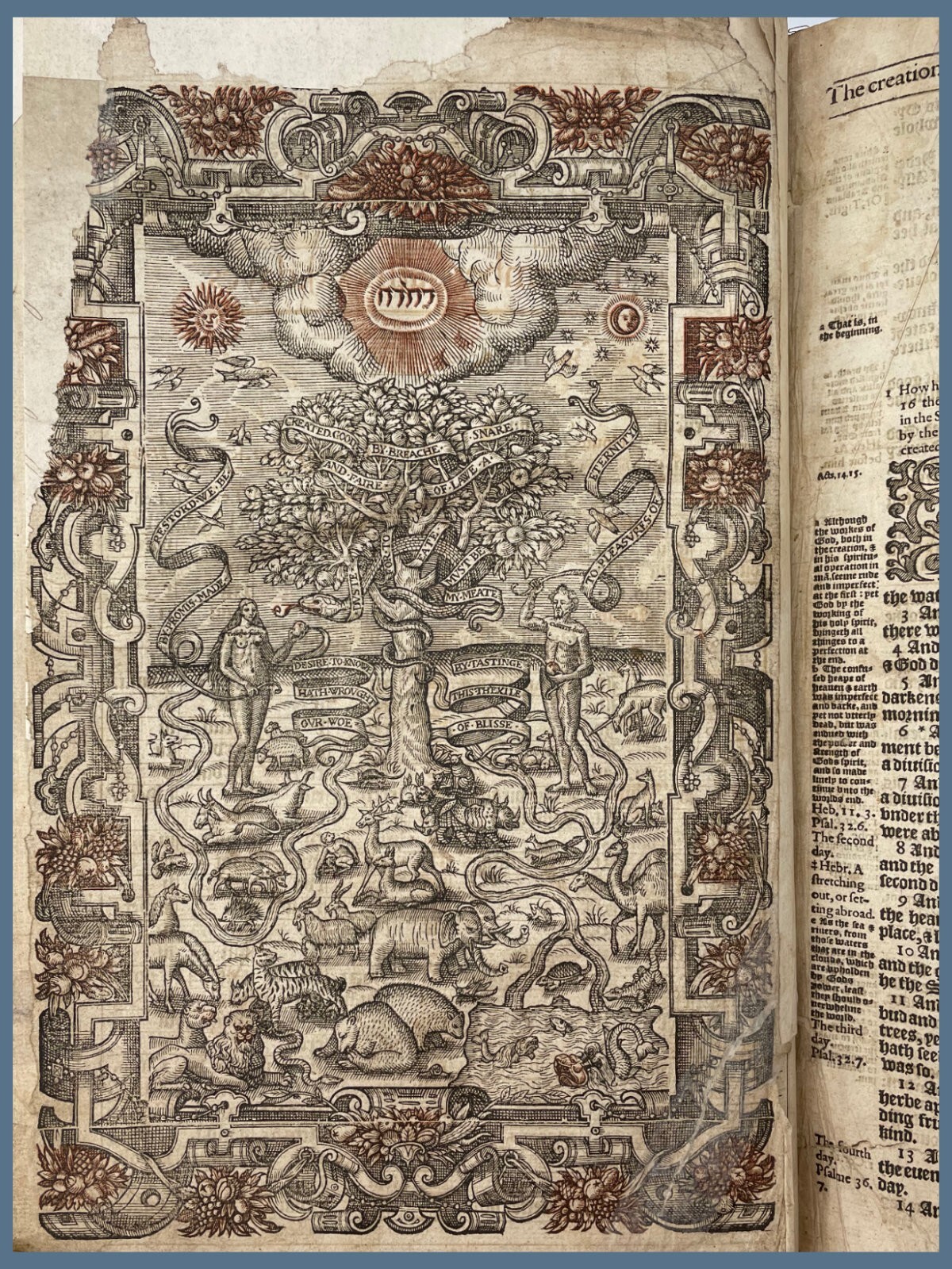 1591 Folio Bishops’ Bible with Titles Garden of Eden Engraving King James