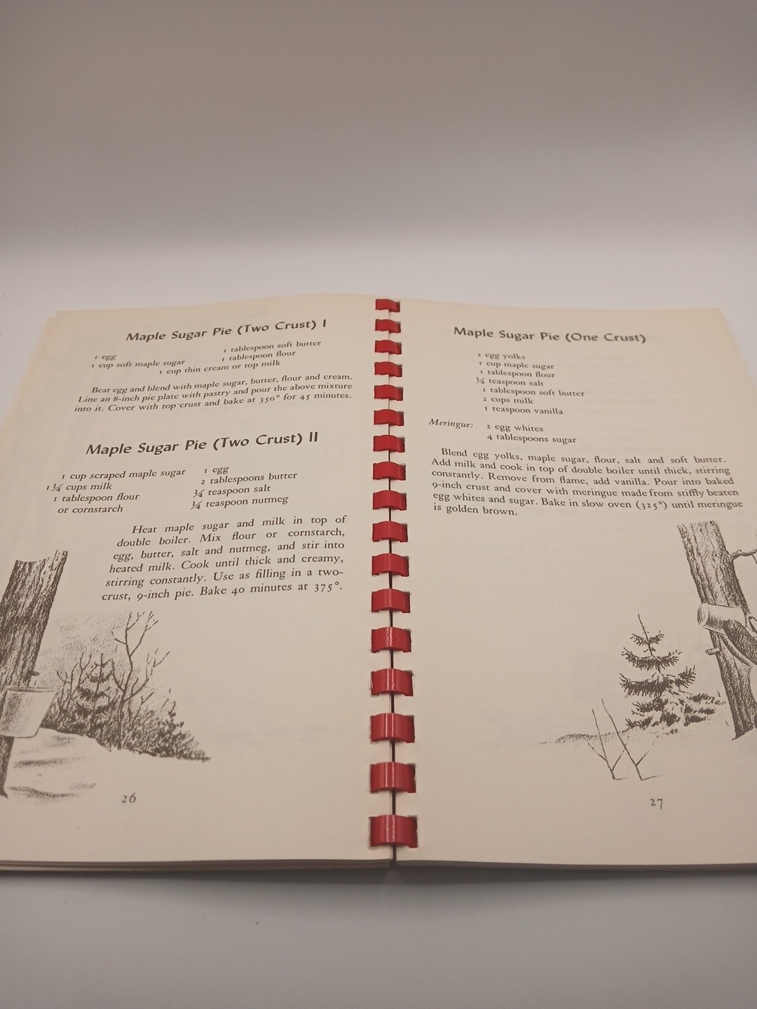 Mary Pearl Vermont Maple Recipes Spiral Bound Illustrated Cook Book Vermont