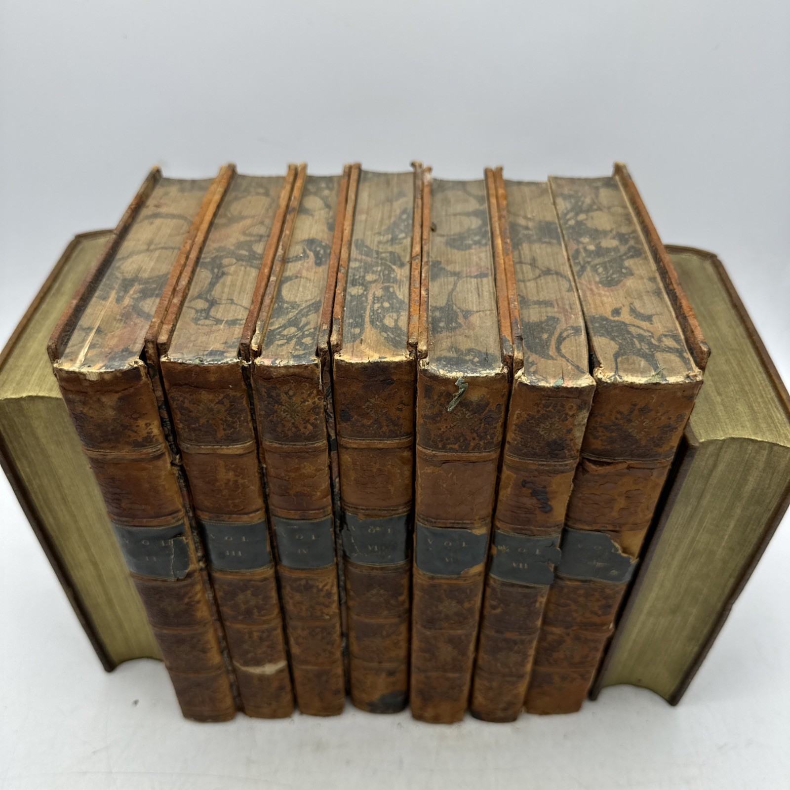 Poetical Works John Milton 1809 7 Vol Set Leather Rebinding Antique (AC66)