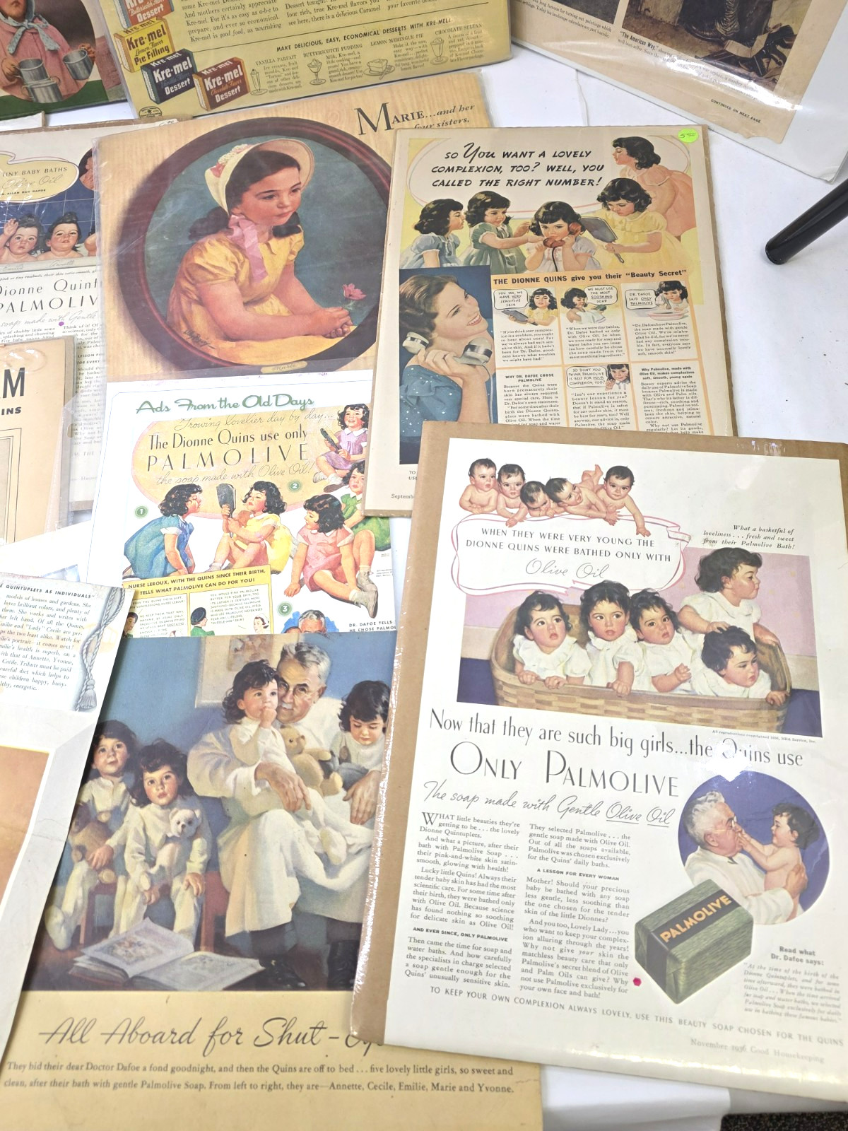 Dionne Quintuplets Original Advertising Lot of 20 Pages Newspapers & Magazines