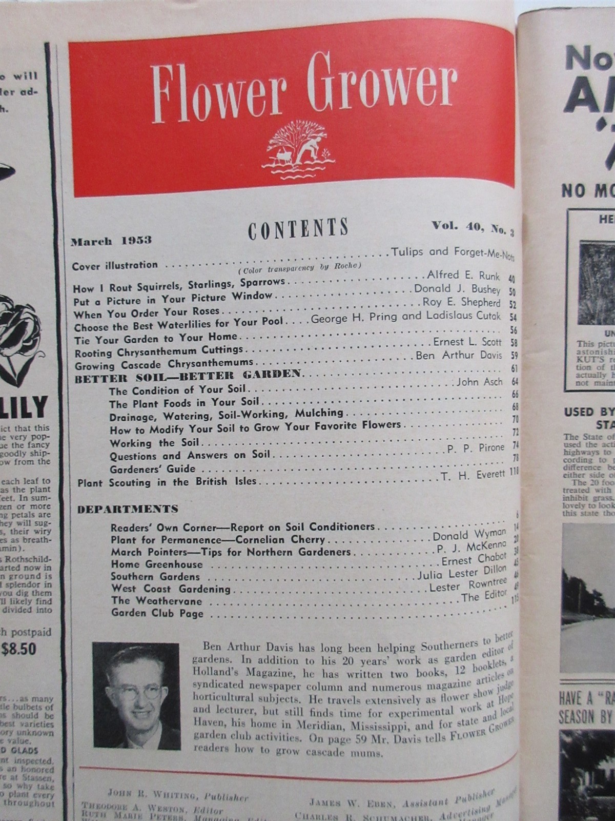 Flower Grower Magazine Vintage March 1953 Spring Planting, Better Soil