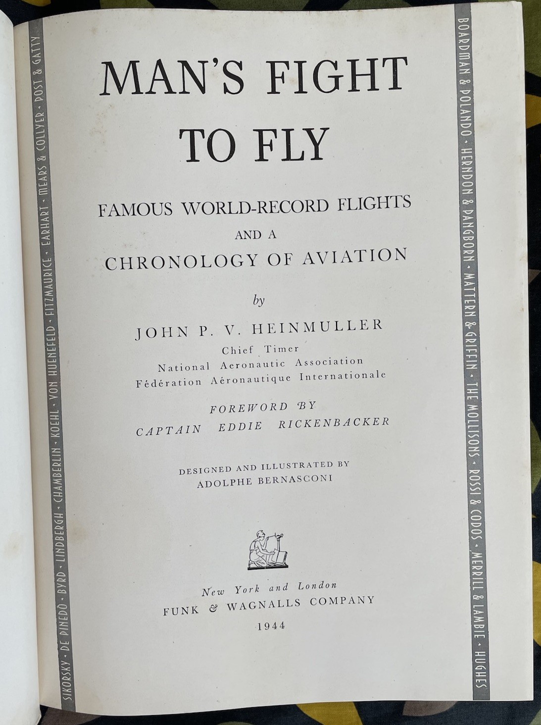 Man’s Fight to Fly, 1st Ed., signed, HC. By John P V Heinmuller; G/VG