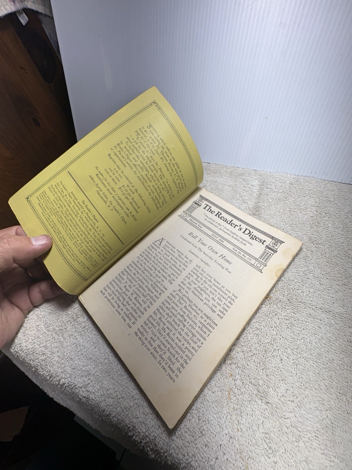 Readers Digest Vintage July 1936 Original Edition – Rare Beauty – Ex. Condition