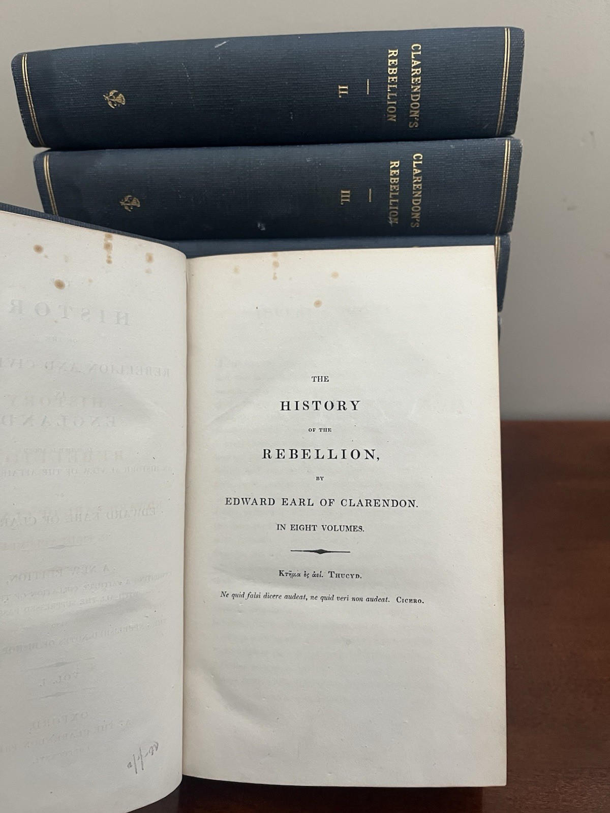 CLARENDON’S REBELLION 1826 VOLUMES 1-8
