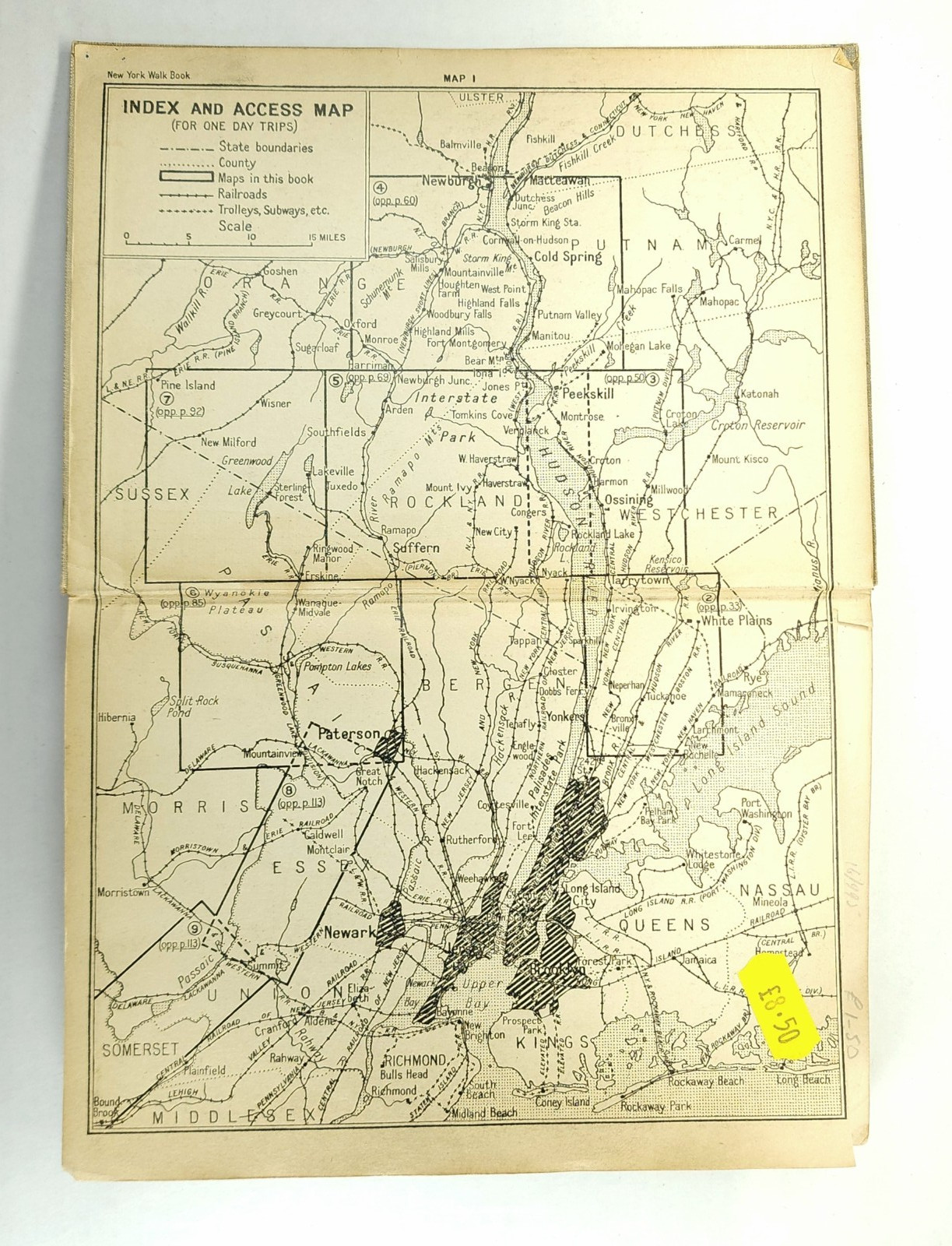 1924 New York Walk Book Guide Illustrated w/ Maps Manhattan Hudson Westchester