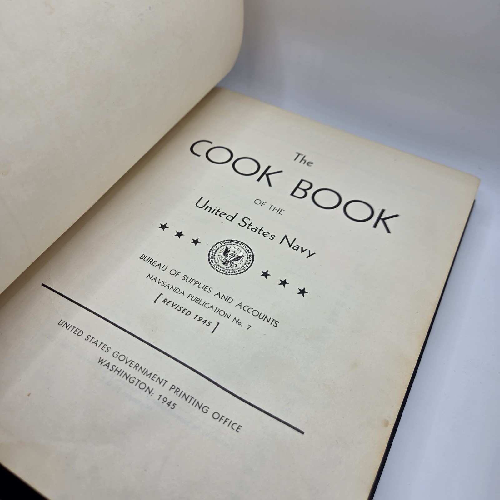 The Cook Book of the United States Navy 1945 USGPO HC Signed Captain ?