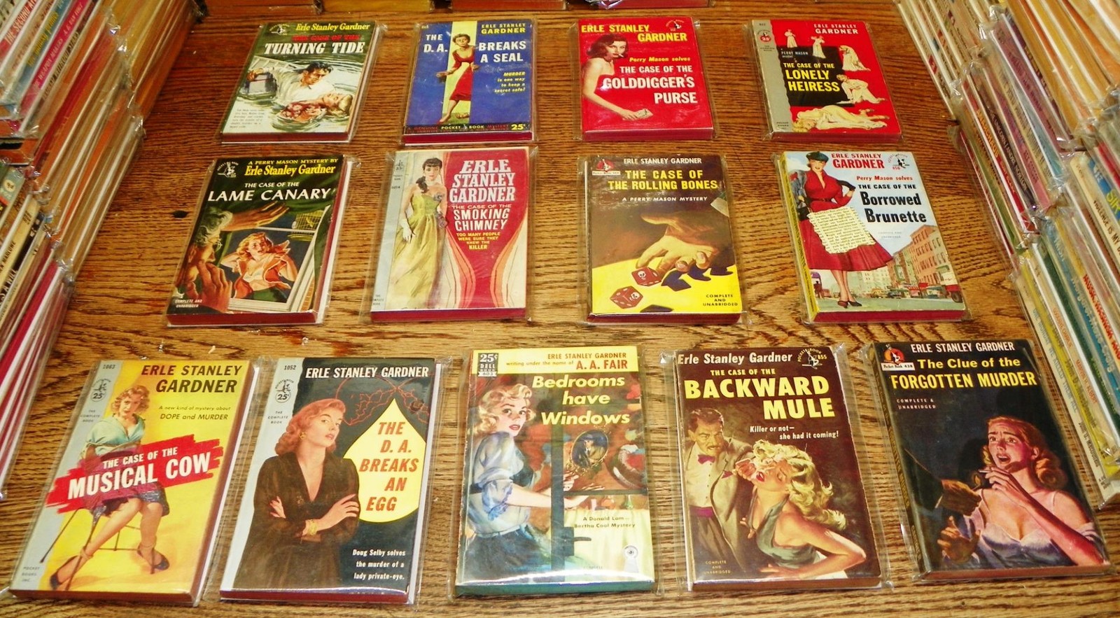 13X VTG 40s/50s Erle Stanley Gardner MYSTERY PBK LOT w/GGA Good Girl Art + BDSM