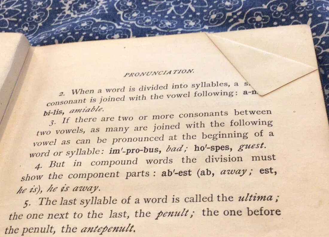 ANTIQUE BOOK/FIRST YEAR LATIN/COLLAR AND DANIEL/GINN AND COMPANY 1899.