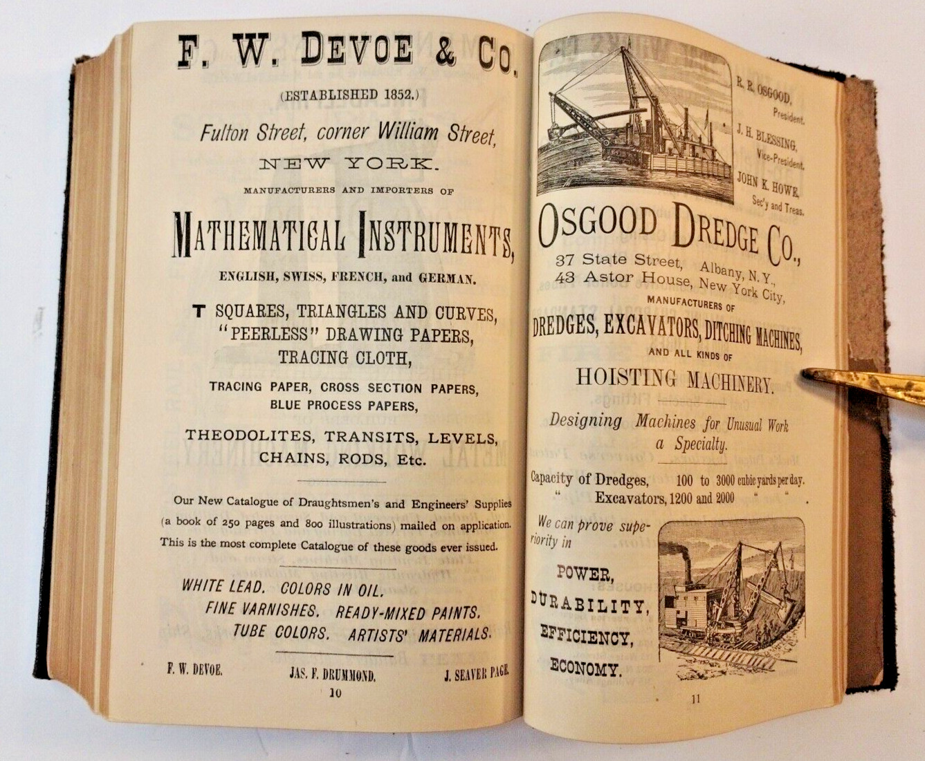 1887 Trautwine’s Civil Engineers Pocket Book Antique Advertising Leather Cover