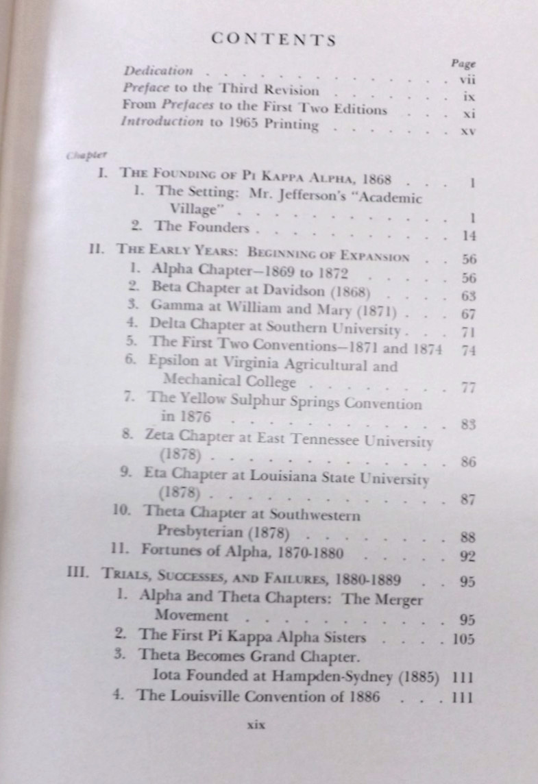 A HISTORY OF PI KAPPA ALPHA FRATERNITY 1968 HB DJ HART BLOUNT 511 PAGES SPARKMAN