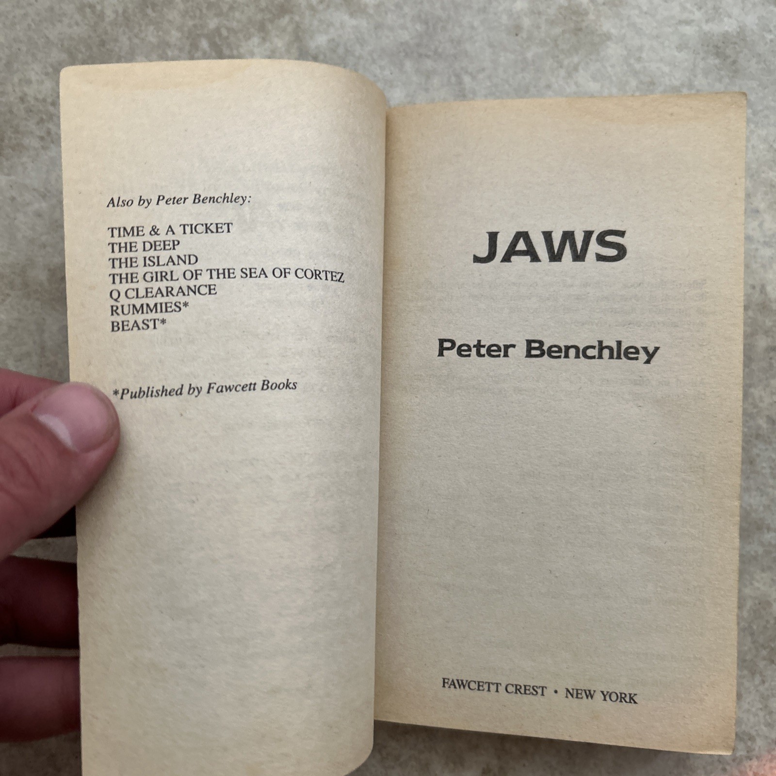 Jaws By Peter Benchley (Book, 1991, 1st Ed 4th Print) Vintage Paperback Horror