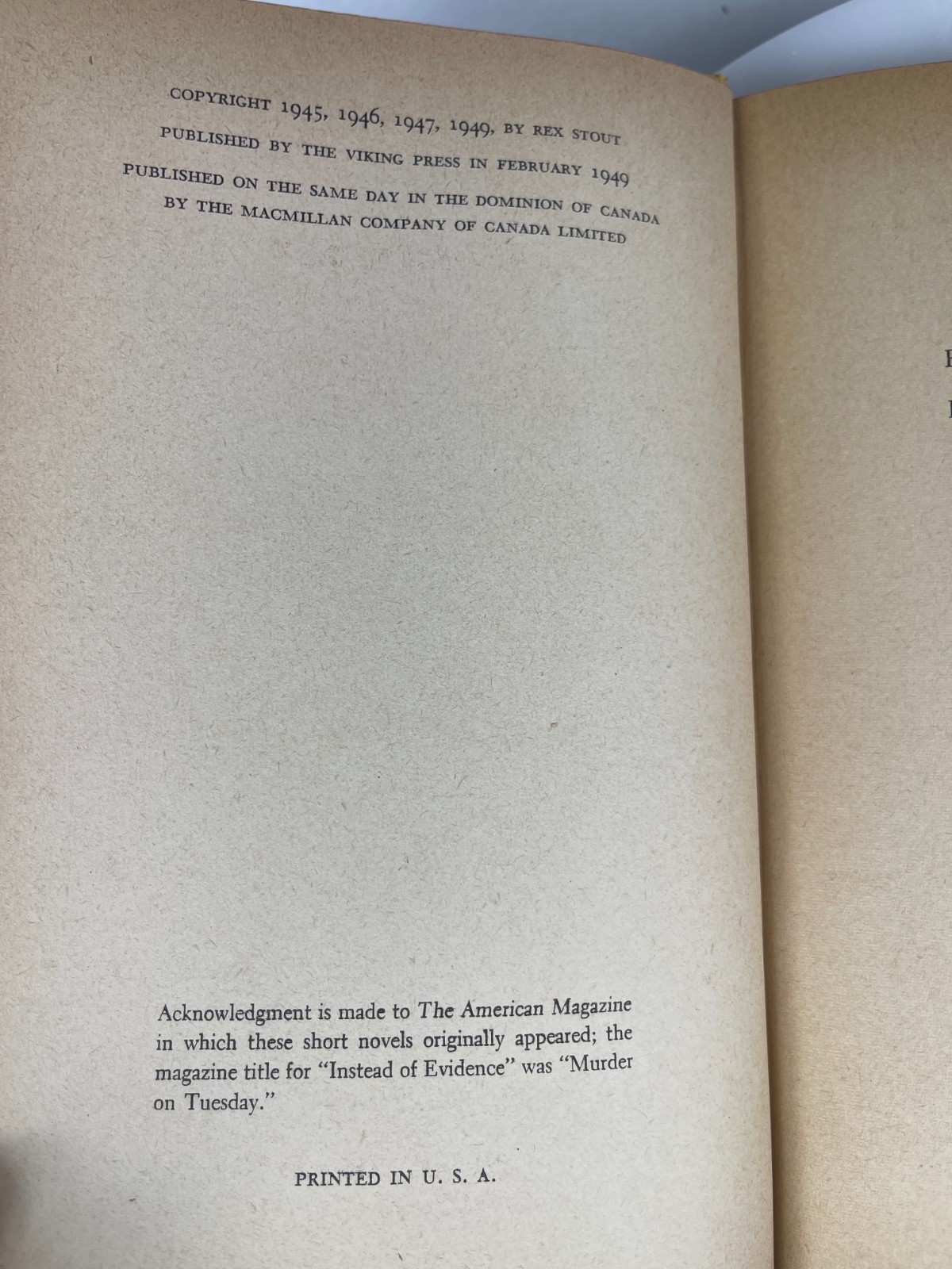 1949 Trouble in Triplicate Rex Stout BC Edition Hardcover Nero Wolfe Viking
