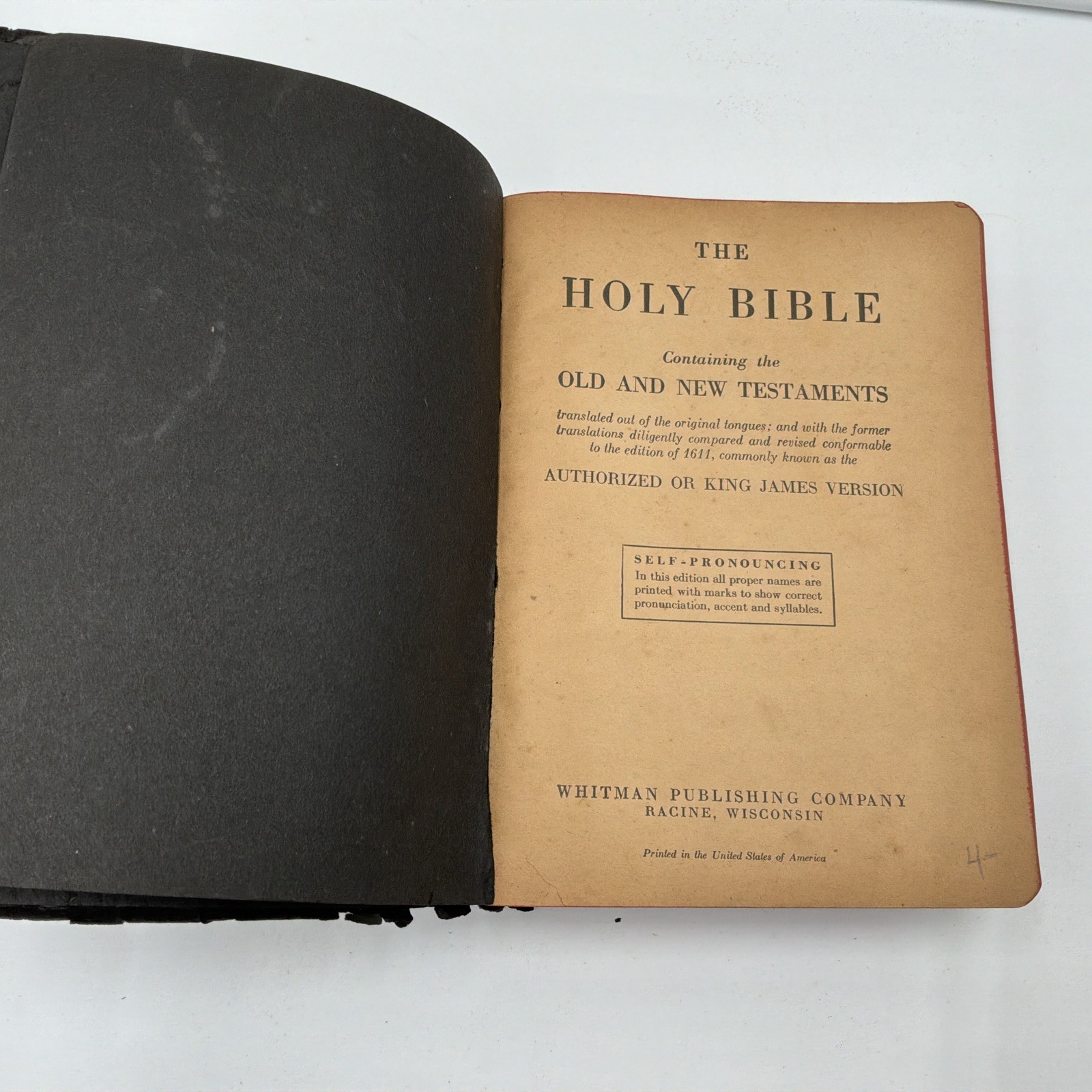 1950’s Holy Bible Self-Pronouncing King James Version Whitman Publishing Co