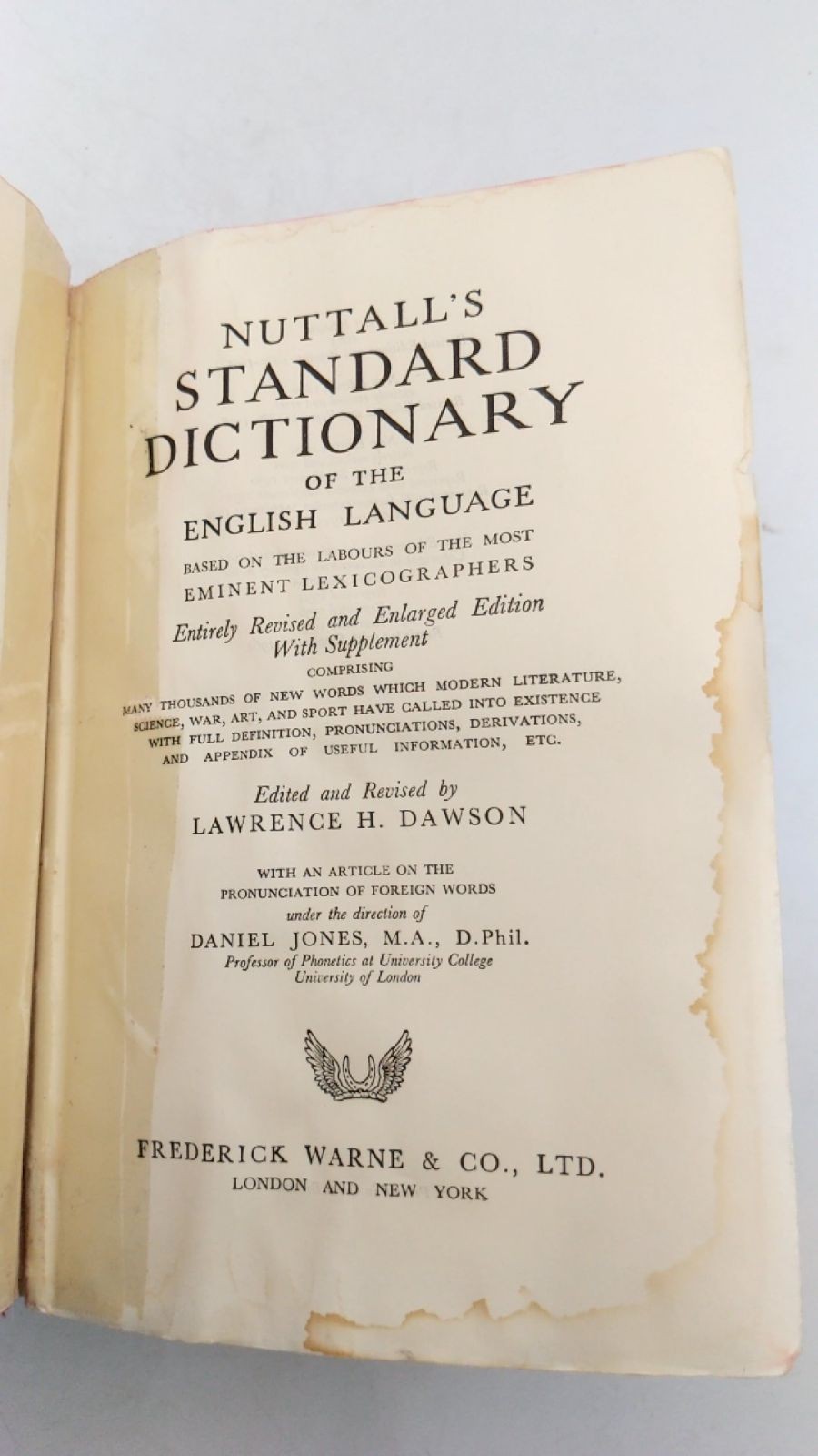 Nuttall’s Standard Dictionary of the English Language Lawrence H. Dawson Hard…