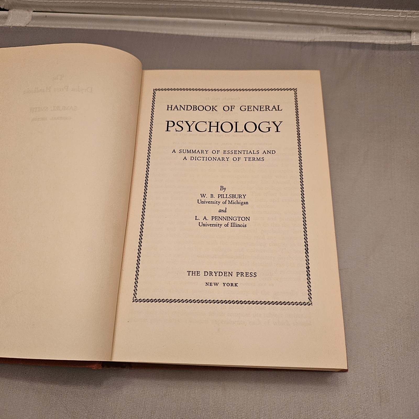 Handbook of General Psychology, Pillsbury & Pennington, 1942, The Dryden Press
