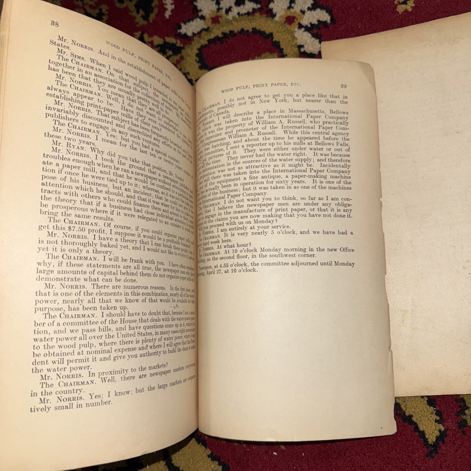 1908 Pulp and Paper Investigation Hearings Booklets 1 & 3 Print Wood Norris