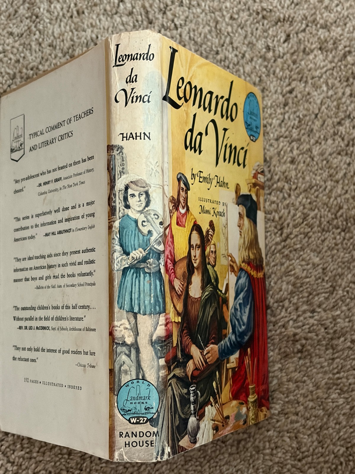 Leonardo Da Vinci (World Landmark Books #27) by Emily Hahn 1956 2nd Printing DJ