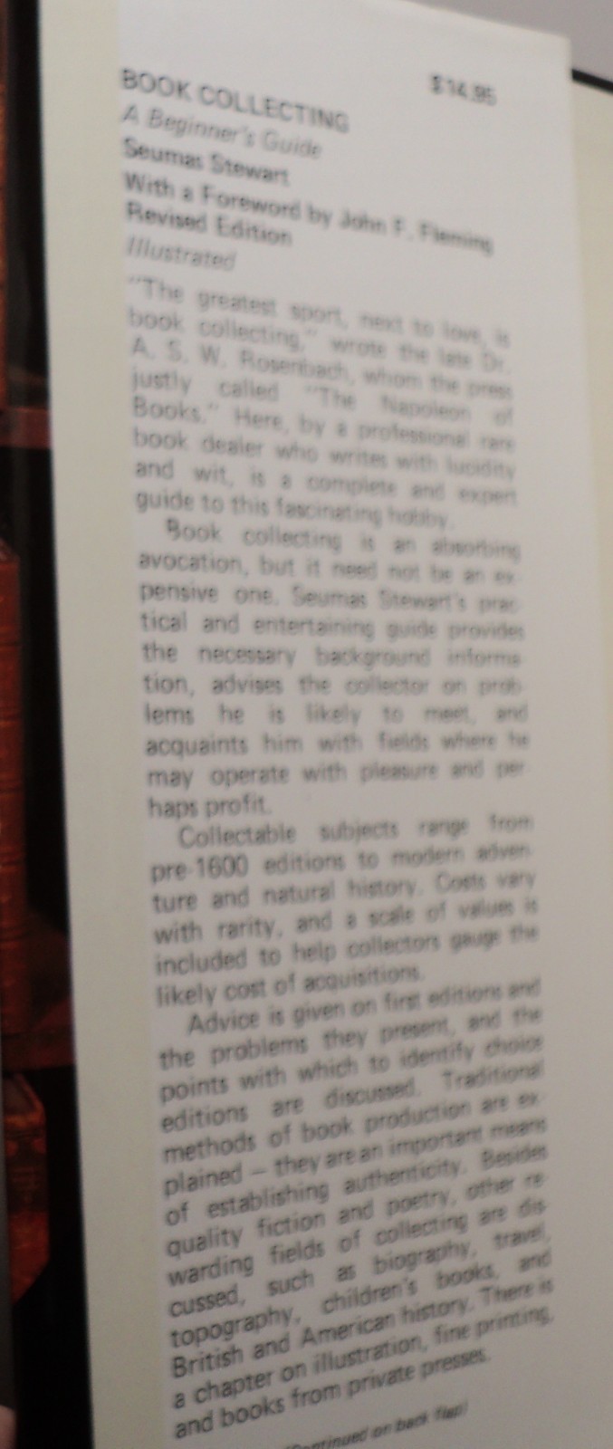 Book Collecting – A Beginners Guide by Seumas Stewart – Revised edition