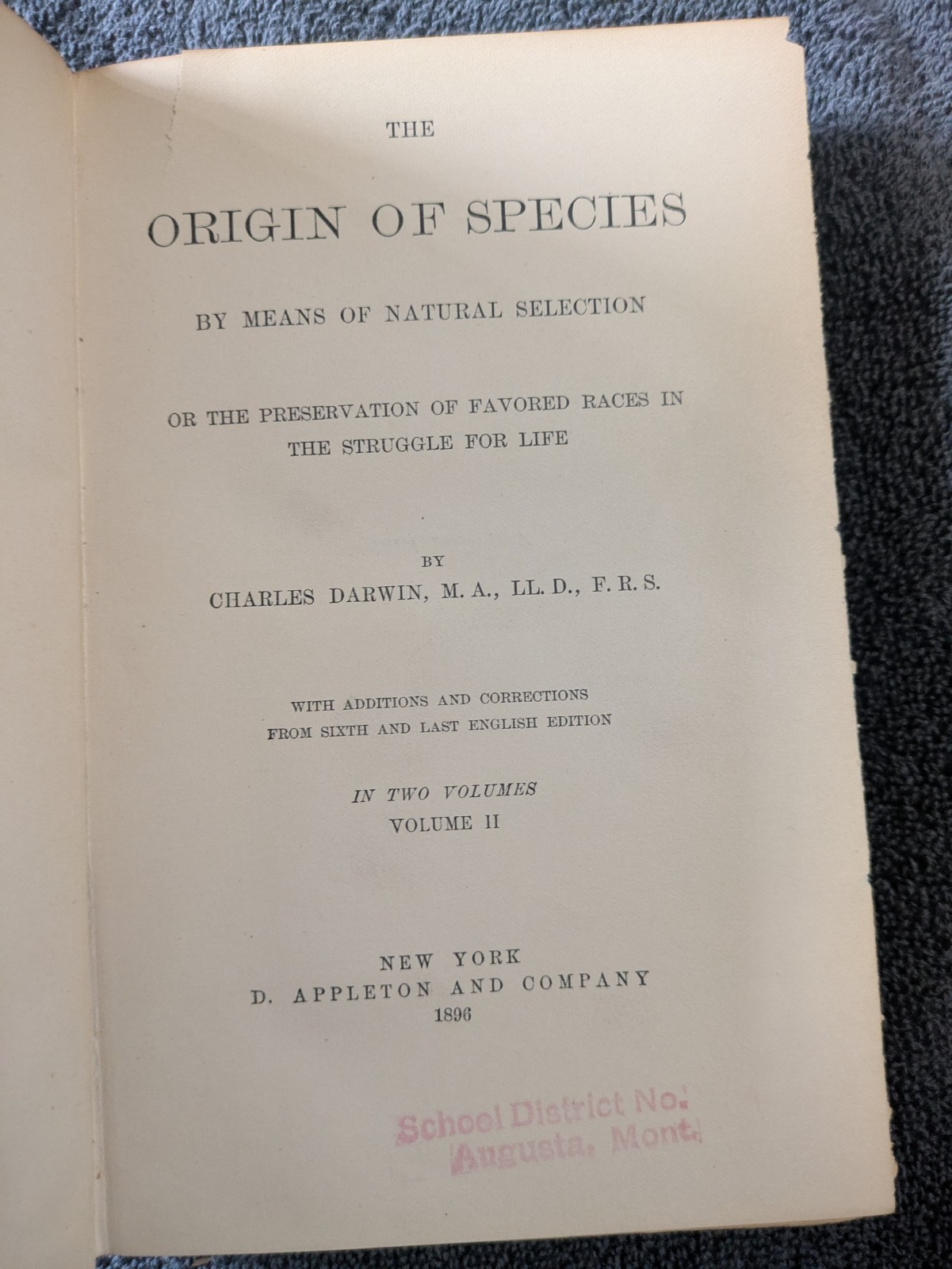 Charles Darwin 2 Volume set 1896 ORIGIN OF SPECIES 1 & 2 Luxury Edition Antique