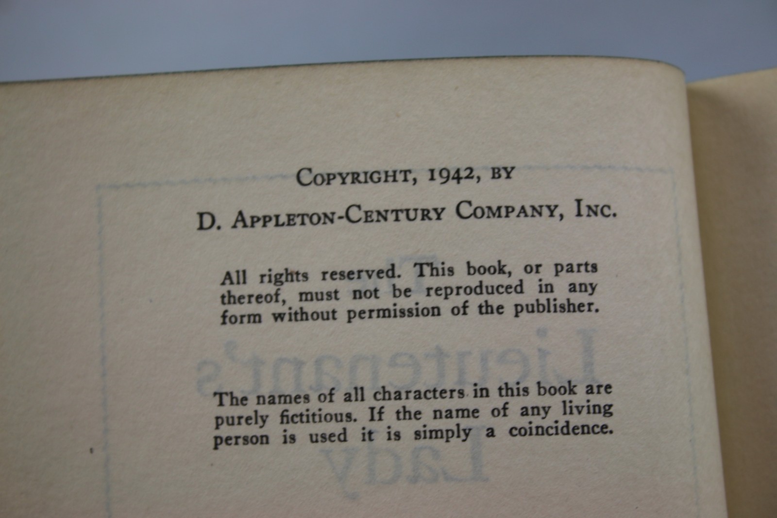 Vintage Book The Lieutenant’s Lady by Bess Streeter Aldrich 1942 hardcover