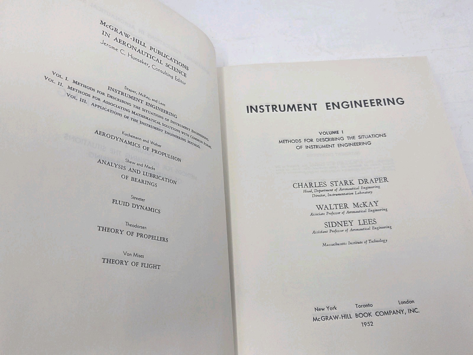 McGraw Hill Publications In Aeronautical Science Vol 1-3 Instrument Engineering