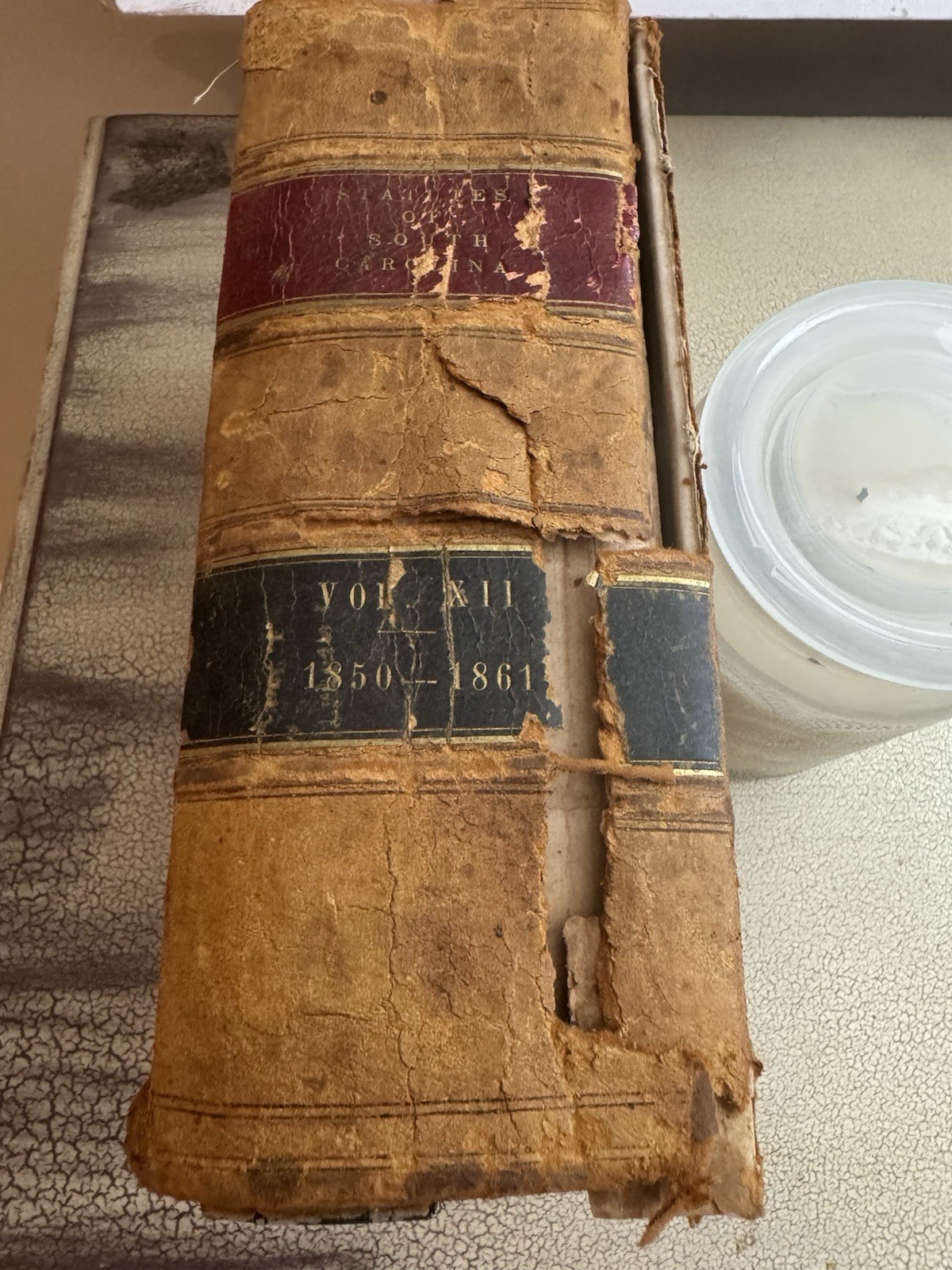 Antique SC Statutes at Large 922 Pages Complete Split Binding Signed by Binder