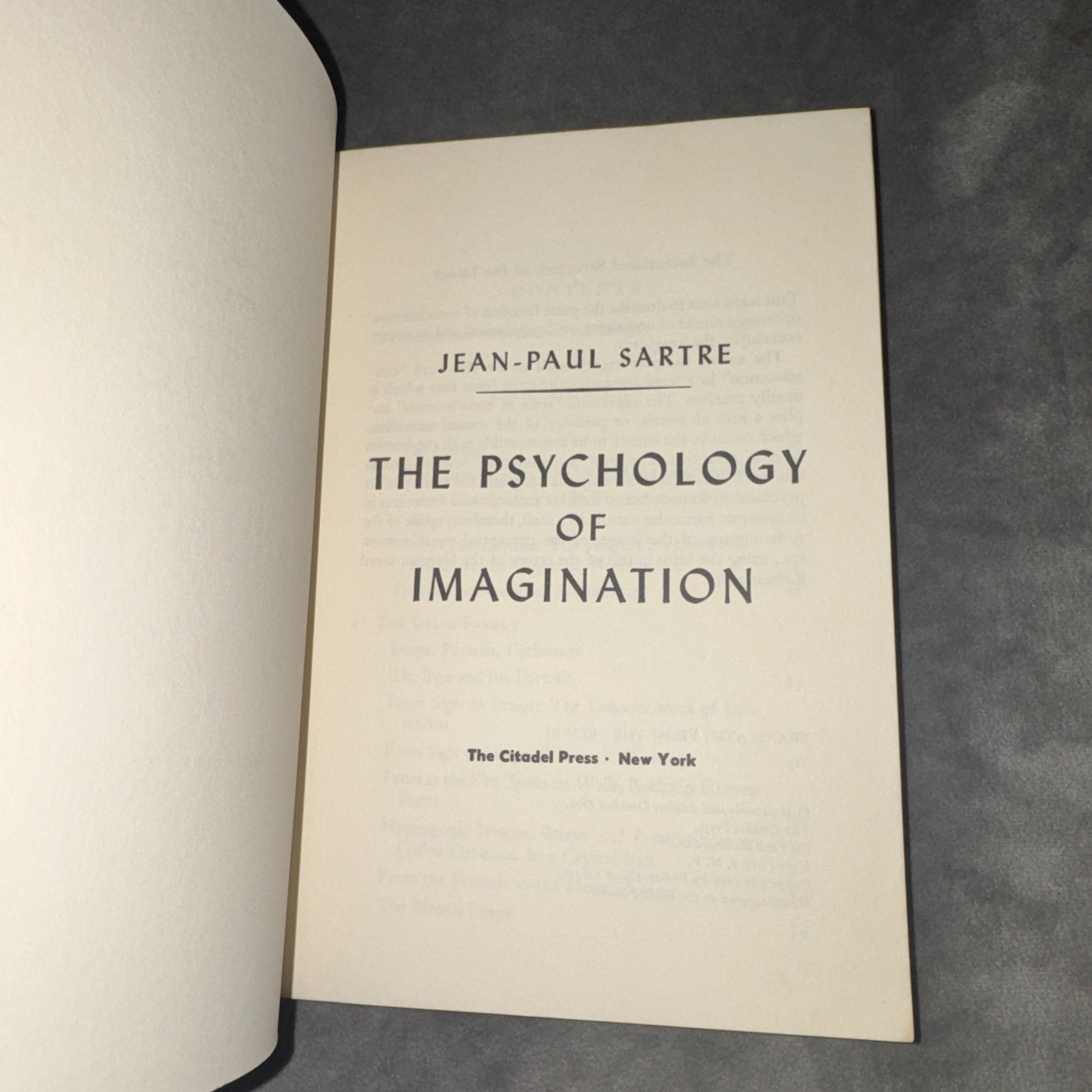 Jean-Paul Sartre The Psychology of Imagination 1961 Citadel Press Paperback