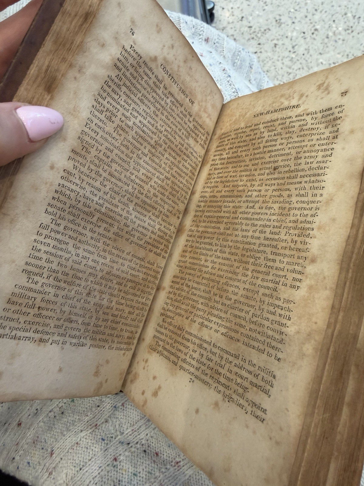 1823 Constitution United States Leather Book Declaration KY Officer Inscribed