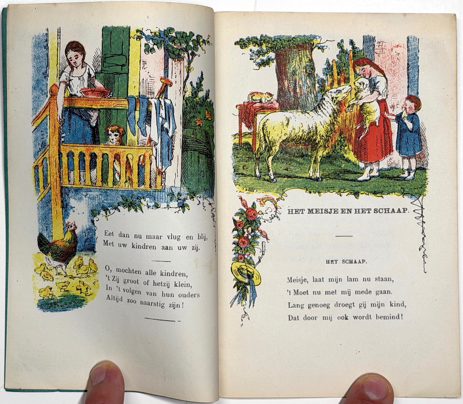1870 ONZE HUIS EN LANDDIEREN DUTCH CHILDRENS BOOKLET NOOTHOVEN GOOR COLOR PLATES