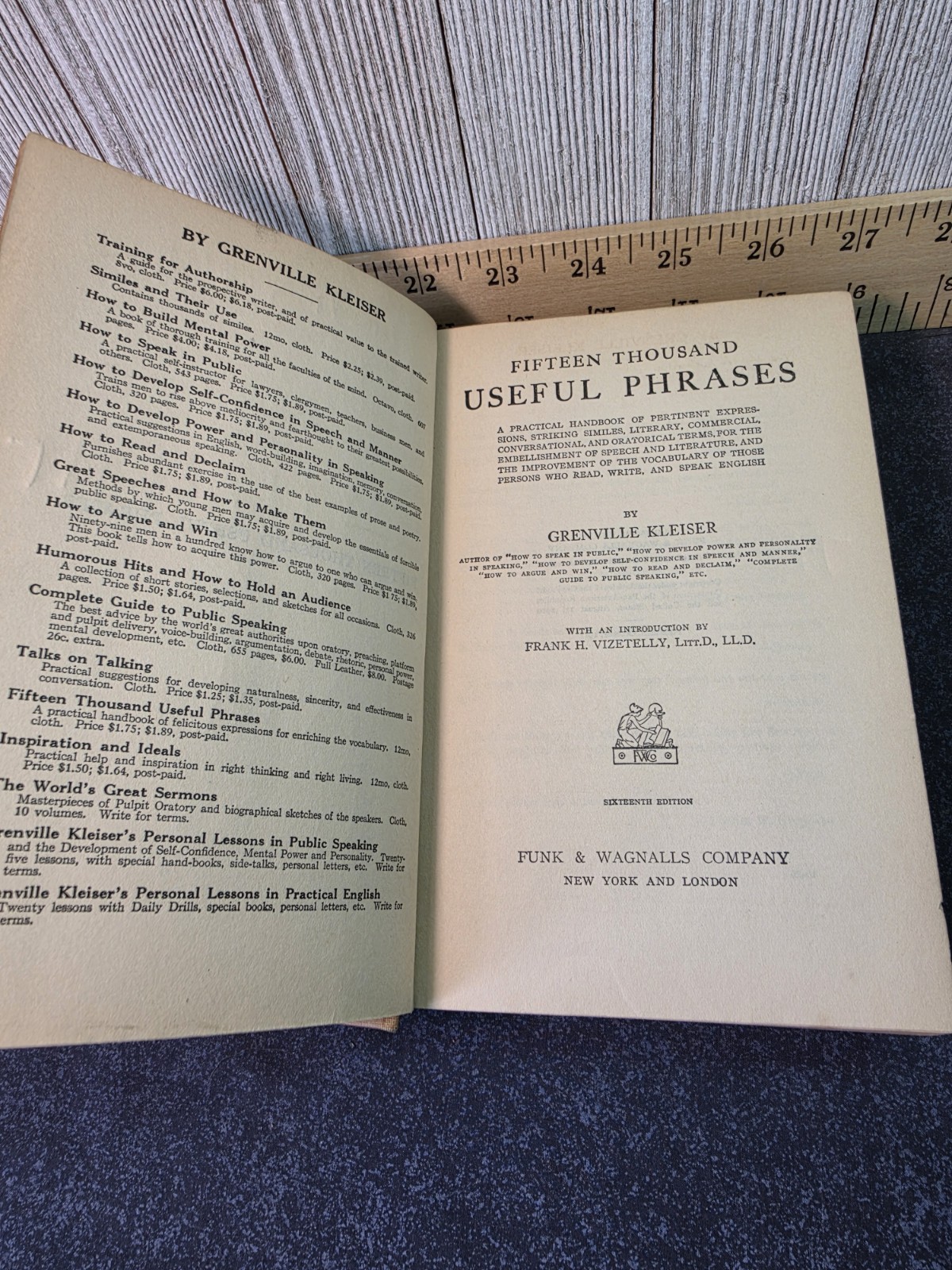 VTG 1917 Book “Fifteen Thousand Useful Phrases “by Greenville Kleiser 16th Edit.