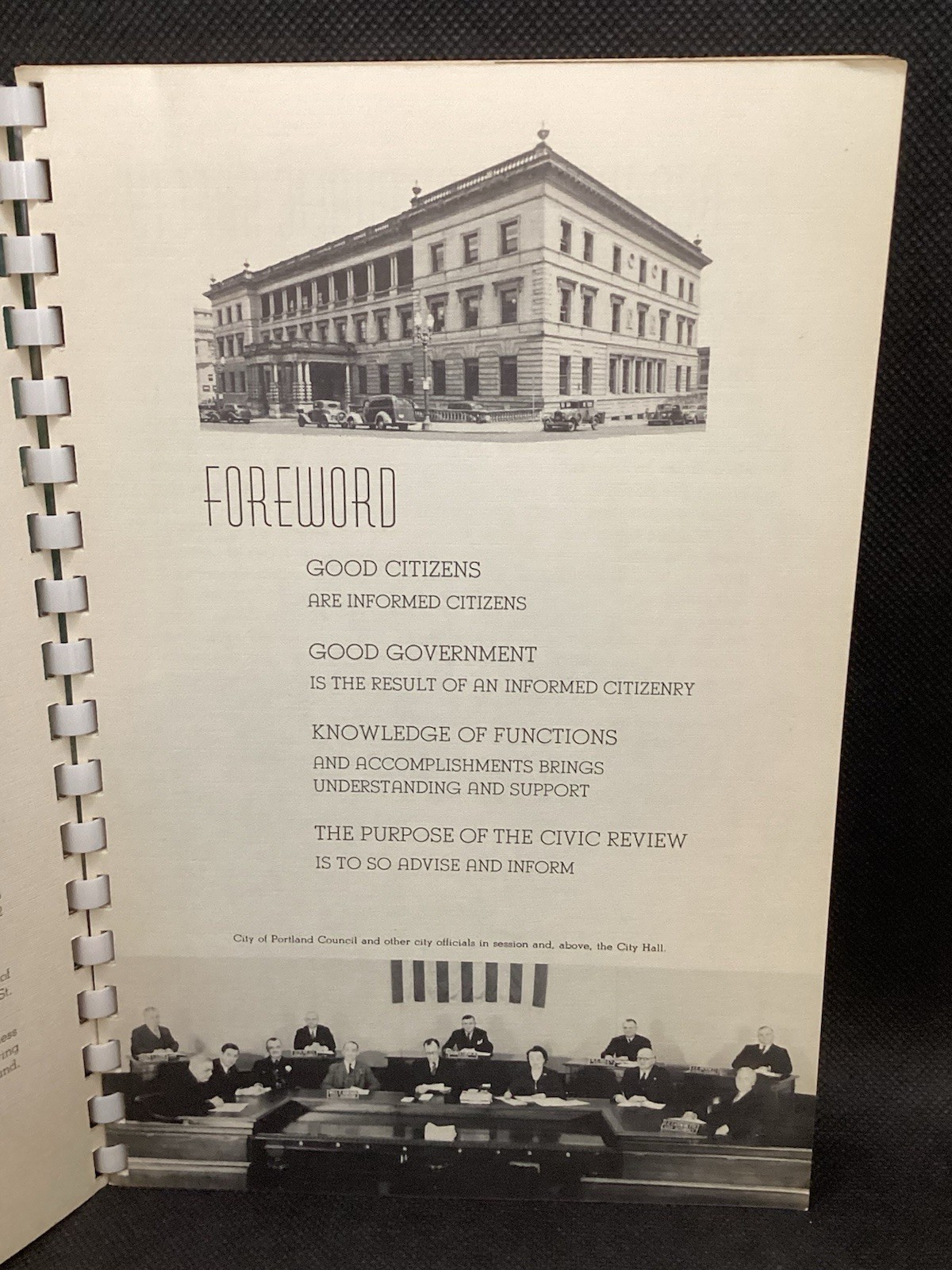 Portland Oregon Civic Review 1939-9 Spiral Bound Stamped By Ralph Blyde