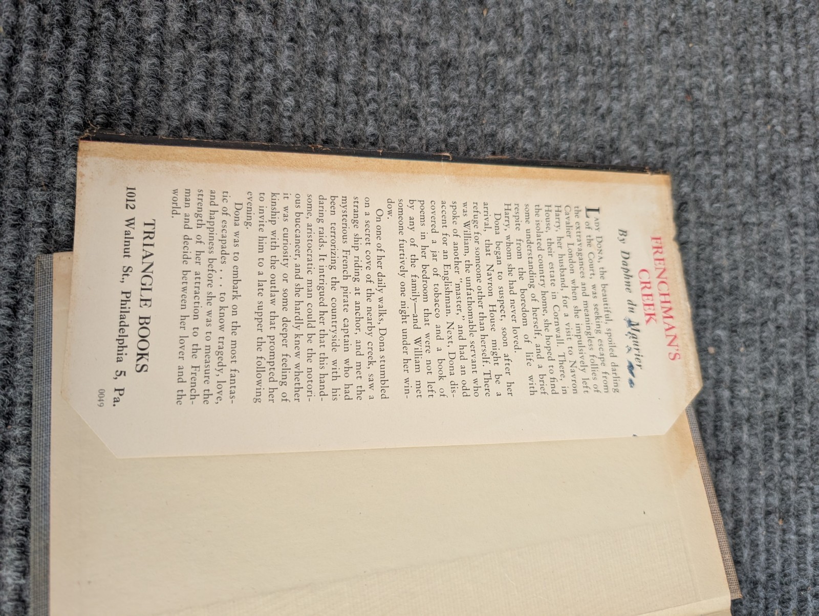 Vintage 1946 Frenchman’s Creek by Daphne du Maurier – Triangle Books Hardcover