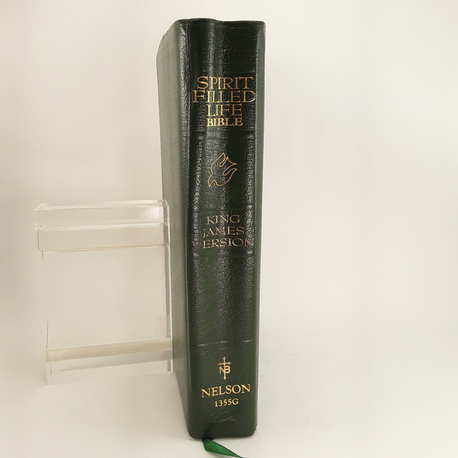 Spirit Filled Life Bible KJV, Red Letter, Green Bonded Leather,1991 Nelson 1355G