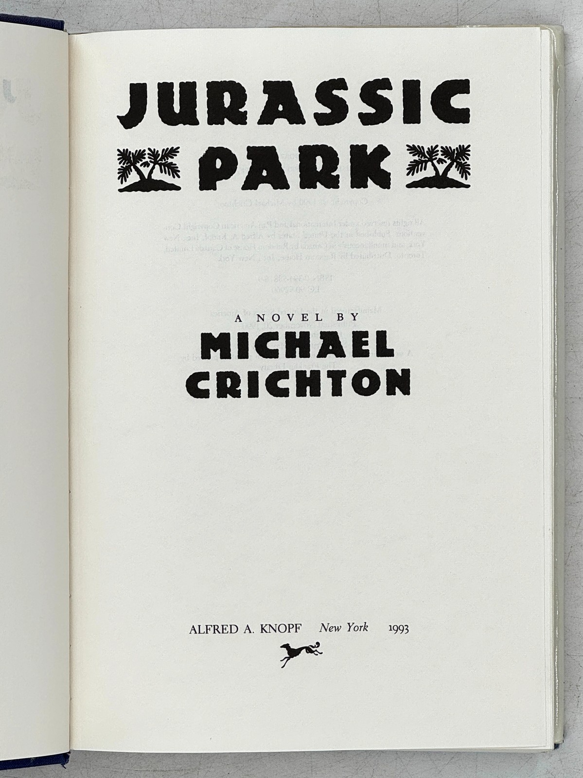 1993 MICHAEL CRICHTON. Jurassic Park. 6th Print VINTAGE HC VG