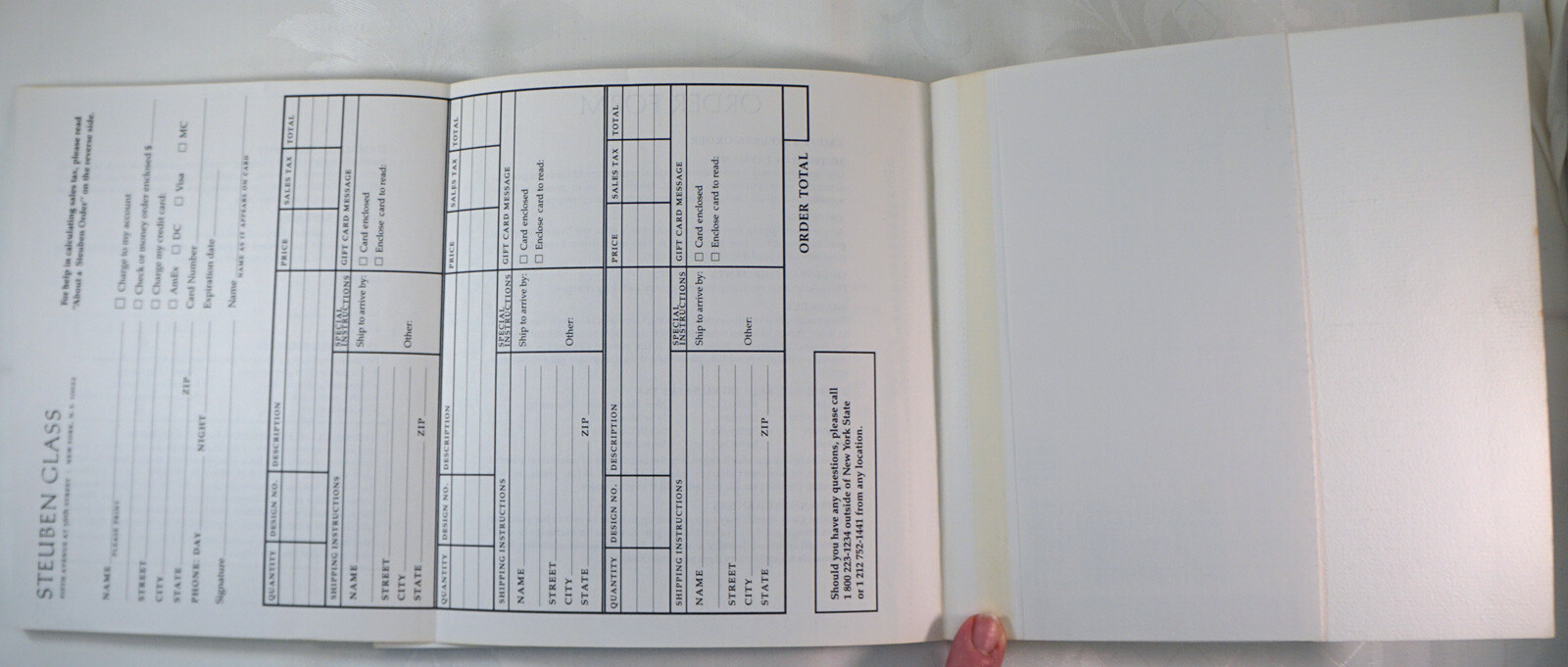 STEUBEN GLASS 1986 Softcover Book / Catalog Order form