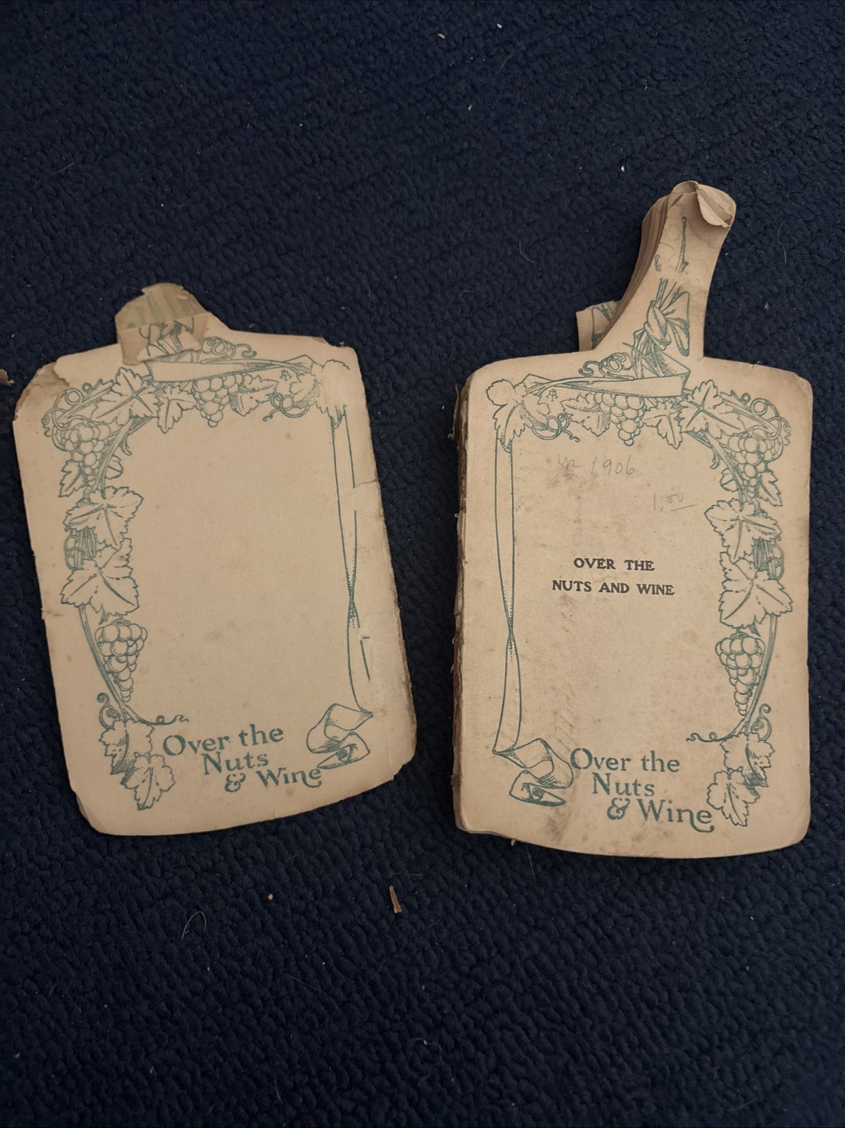 Over The Nuts & Wine Antique Original Collectible 1906 Retro Party Book