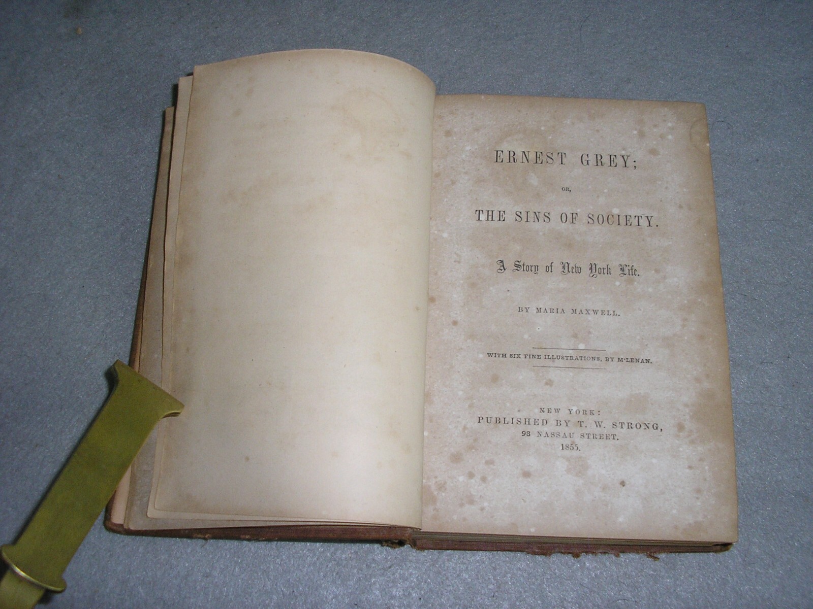 Antique NYC Book New York Life Ernest Grey Sins of Society Gangs of NY Era 1855