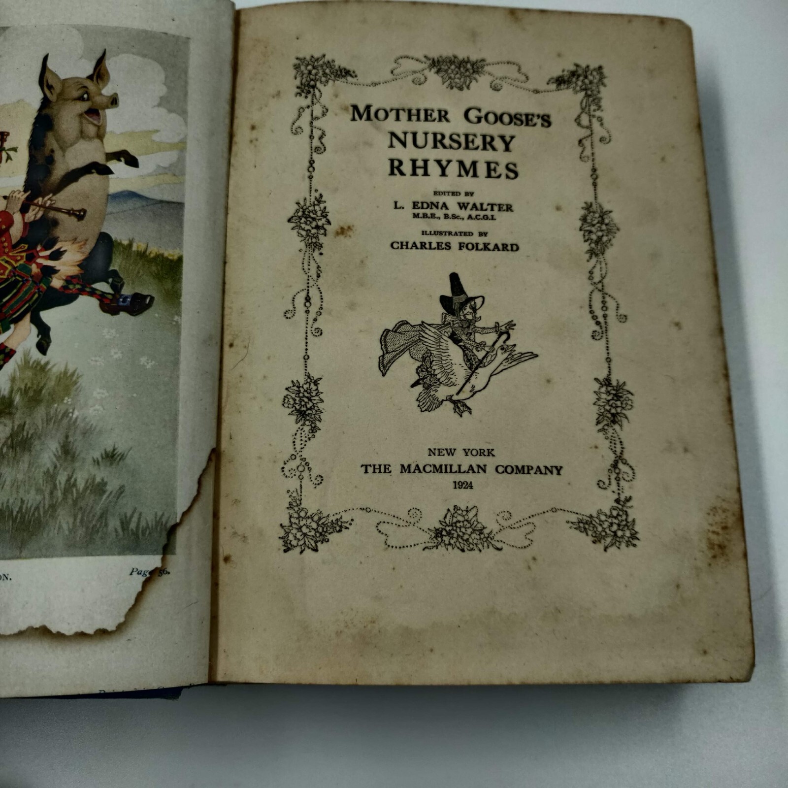Antique 1924 Book Mother Gooses Nursery Rhymes Hardcover Charles Folkard