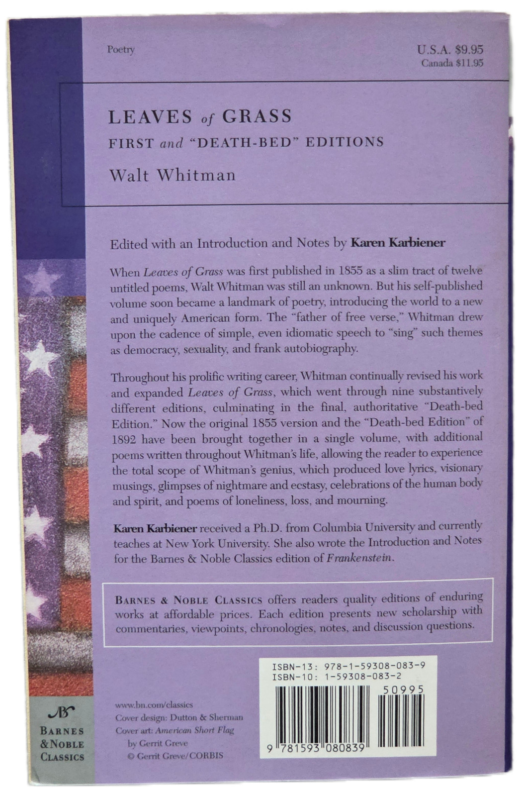 Leaves of Grass Walt Whitman Barnes & Noble Classics PB First & Deathbed Edition