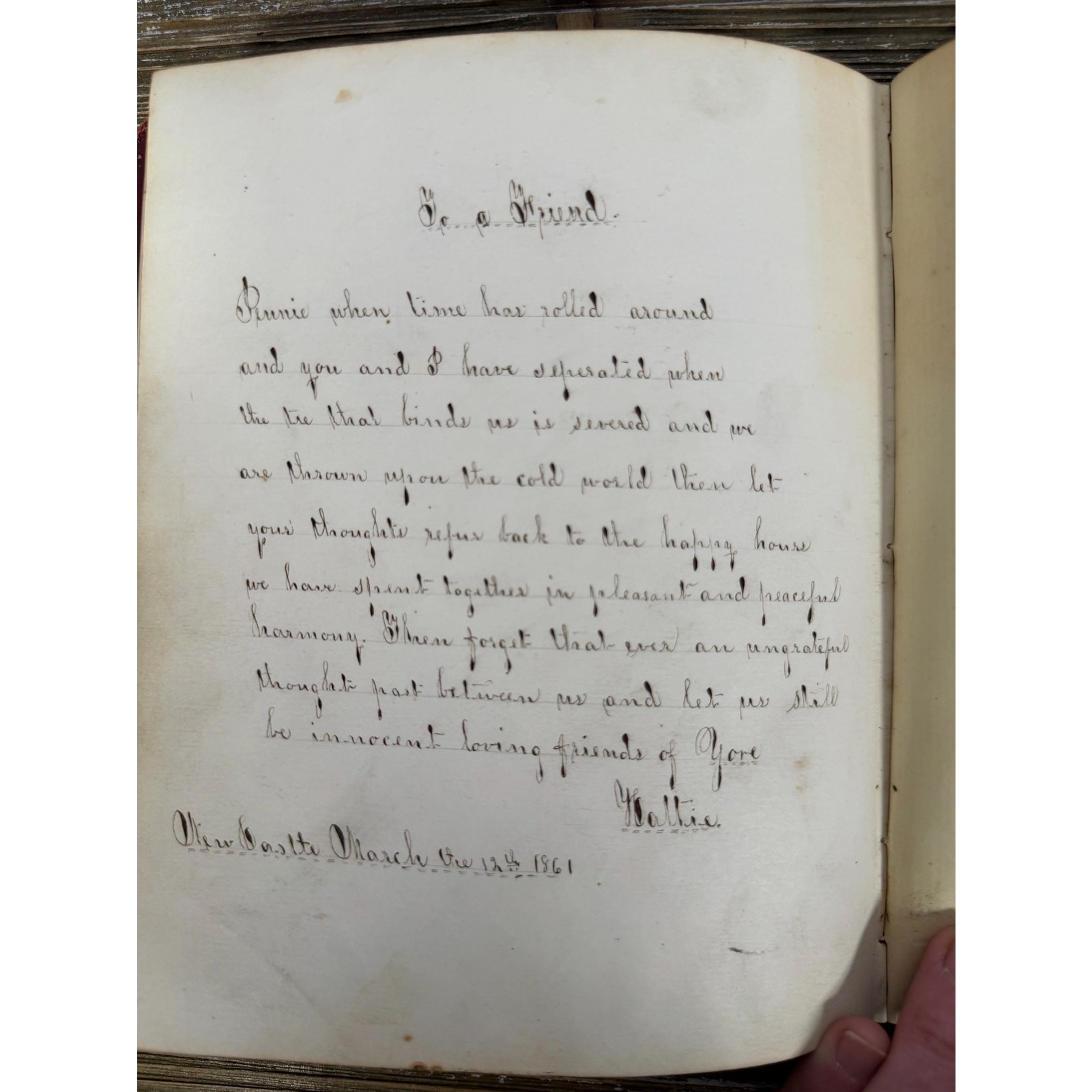 Antique Civil War Era 1860s Love’s Offering Friendship Album Handwritten Notes
