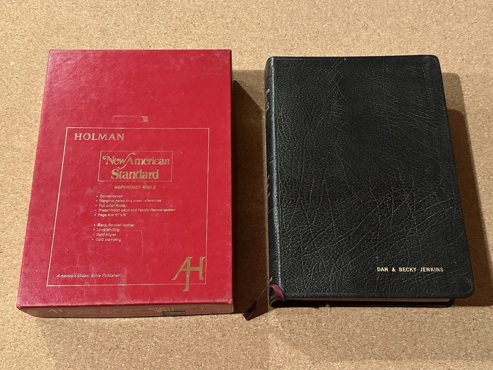 NASB Ref Ed Bible Black Bonded Leather Holman 1973 Thumb Index w / Box 4014C SEE