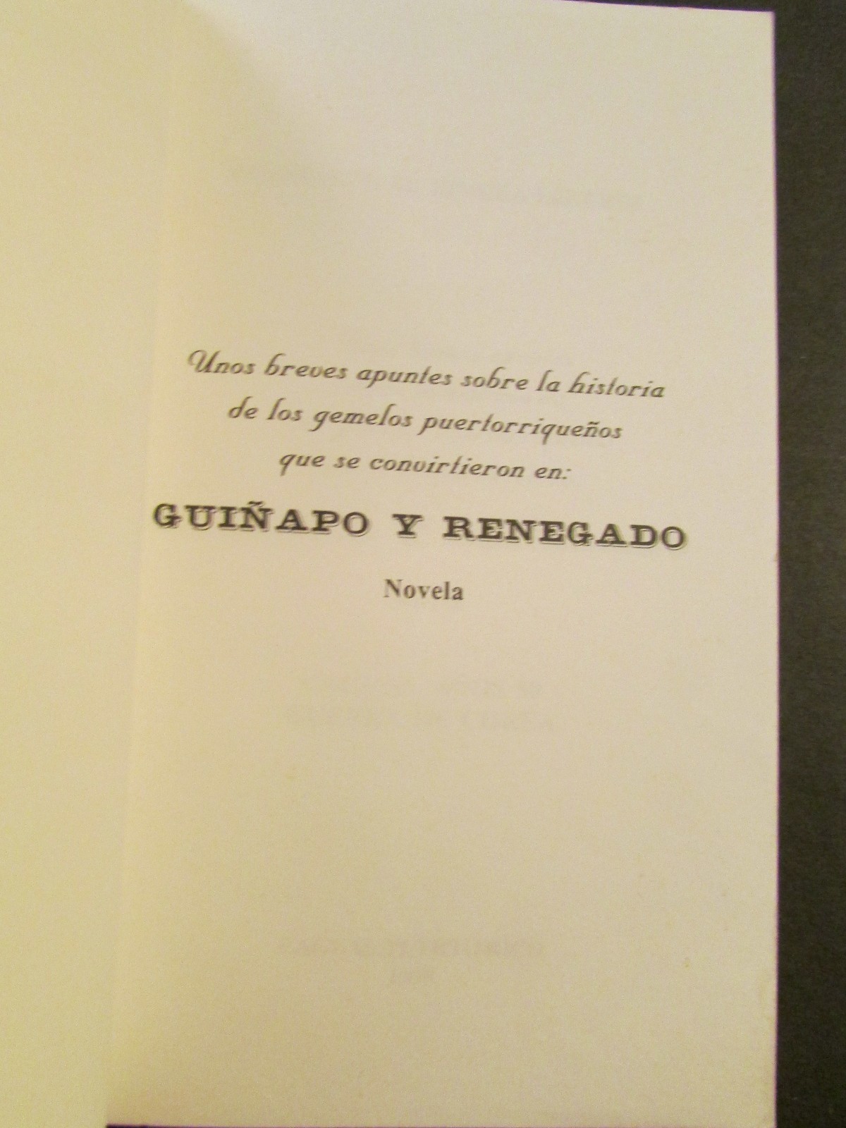 VINTAGE BOOK / GUIÑAPO Y RENEGADO / F. RIVERA LIZARDI / PUERTO RICO / 1998