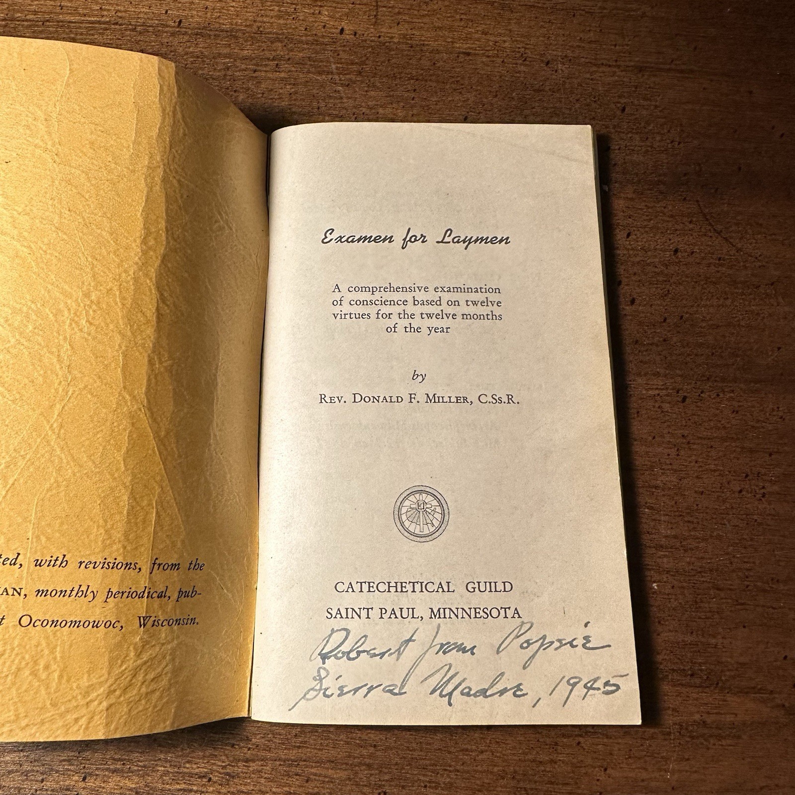 Examen for Laymen By Rev. Donald F. Miller – Catechetical Guild 1942 Paperback