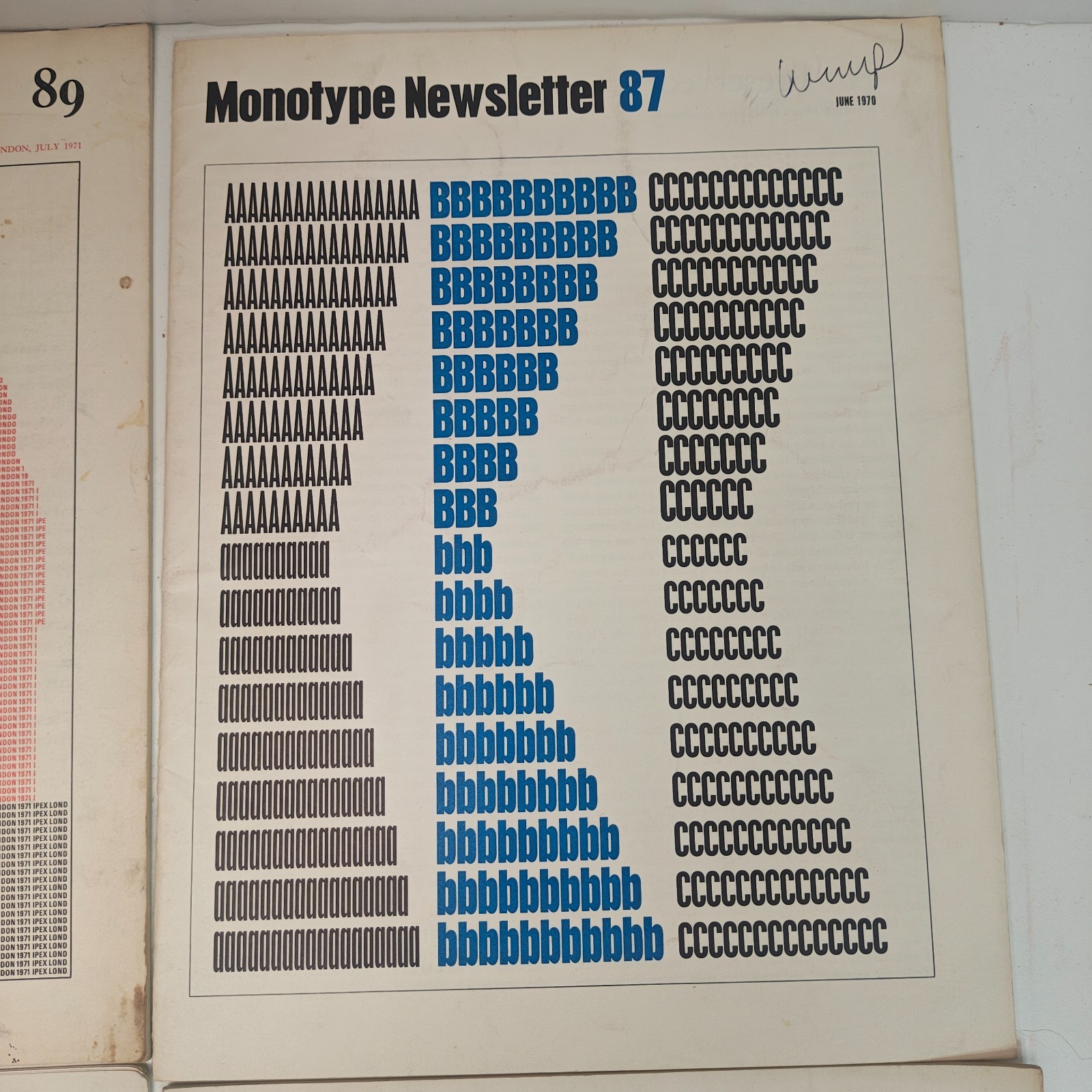 Vintage Monotype Newsletter Lot of 4 84 1968, 86 1969, 87 1970, & 89 1971