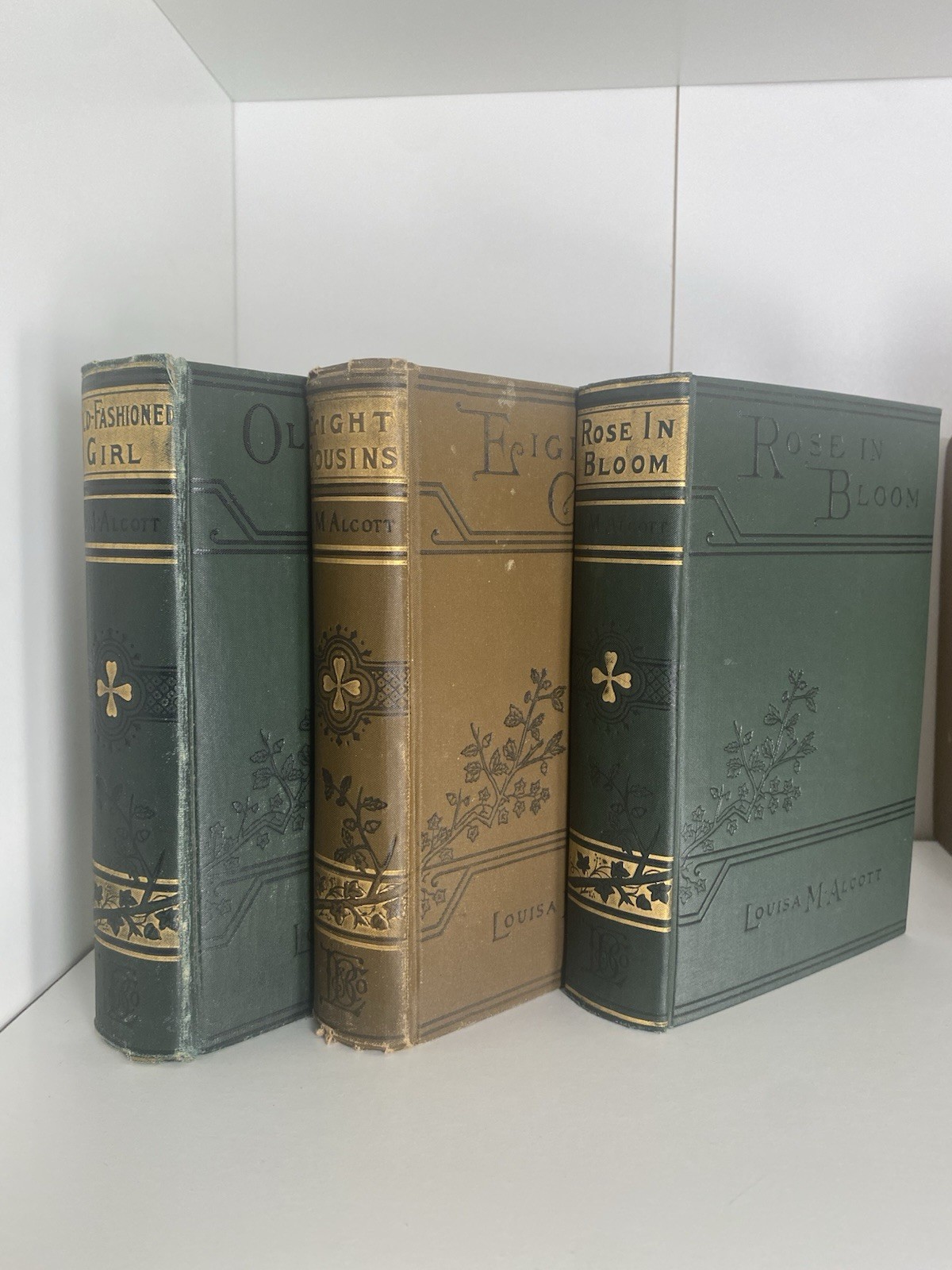 LM Alcott 3 ANTIQUE Books ca. 1900 Gilt Victorian Spines Rare Excel. Condition